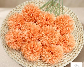 Autumn Chrysanthemum Artificial Flower Bouquet Orange Silk Floral Decor Wedding Party Home Office