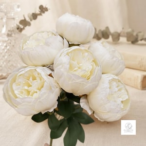 Kunstboeket met pioenrozen, 7 bloemen, vintage bloemstuk, bruiloftscentertafel, woondecoratie