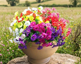 UV Resistant Morning Glory Eucalyptus Flower Bundles, Colorful Silk Outdoor Arrangement