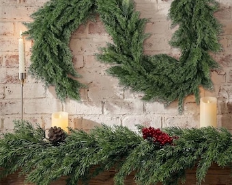Artificial Christmas Pine Wreath, Holiday Wall Hanging Decor, Wedding Garden Accent