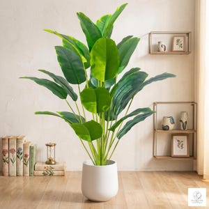 Grande palma tropicale artificiale, foglie di Monstera "effetto realistico", decorazione floreale verde.