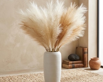 90cm Fluffy Pampas Grass Bouquet Boho Vase Decor | Wedding Decor Floral Arrangement | Home Decor Gift for Her | Pink White Faux Flowers