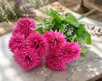 Ramo de crisantemos artificiales, 10 cabezas de flores de seda, arreglo floral conmemorativo para jardín exterior.