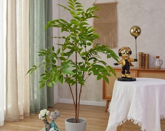 Artificial Ficus Tree Branch – Large Faux Banyan Plant, Realistic Green Leaves (76–140cm)