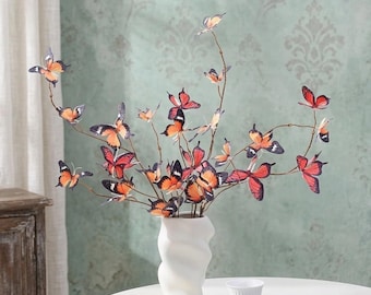 Artificial Butterfly Flower Bouquet: Pink Roses, Hydrangeas, Wedding Decor, Spring Arrangement