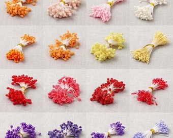 Yellow Artificial Flower Stamen Berries Bundle, Cherry Blossom Floral Picks Wedding Decor, Wreath, Vase