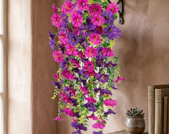 UV Resistant Hanging Flowers Garland, Faux Plants for Outdoor Indoor Decor