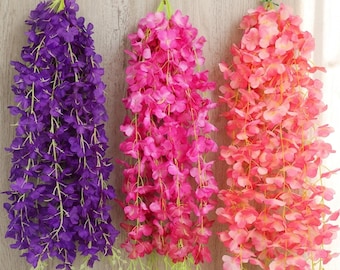 Artificial Wisteria Garland, 60cm Hanging Flowers, Silk Floral Vine, Wedding Decor