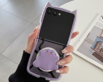 Lila Geist magnetische Handyhülle für Samsung Galaxy Z Flip 7 FE 7 6 5 Halter Abdeckung