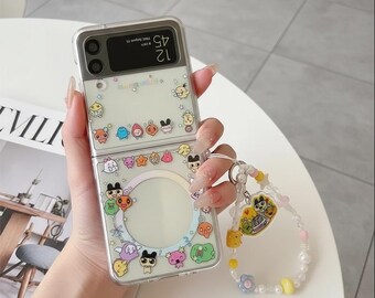 Animal Magnetic Phone Case for Samsung Galaxy Z Flip 7 FE 7 6 5 4 3 Stand Chain Cover