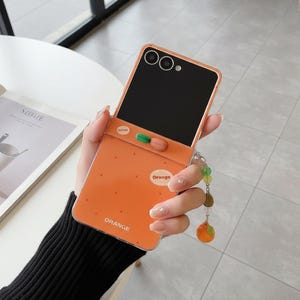 Orange Polka Dot Phone Case for Samsung Galaxy Z Flip 7 6 5 4 3 Charm Hinge Cover