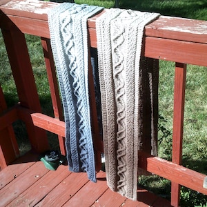 DNA pattern cable knit ombre scarf - neutral shades ombre