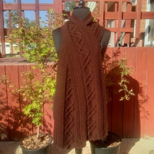 DNA pattern cable knit scarf - dark brown