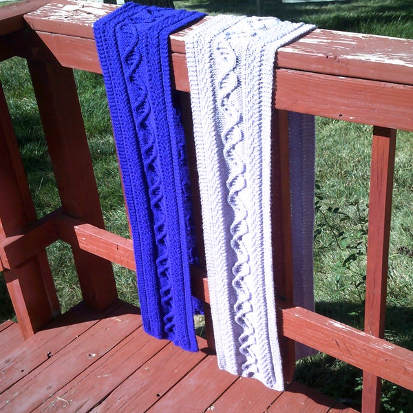 DNA pattern cable knit scarf - purple shades