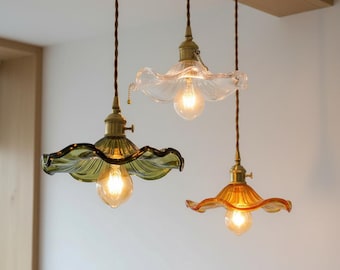 Lámpara colgante nórdica de cristal colorido, lámpara colgante moderna de cobre para dormitorio o bar.