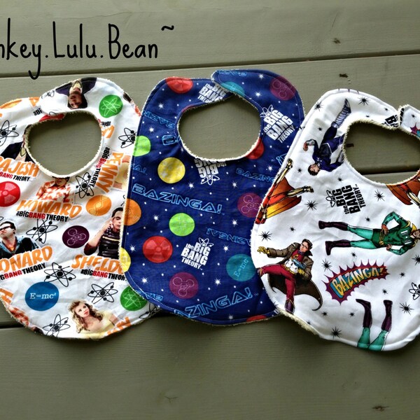 Big Bang Theory Inspired Terry Backed 3 Piece Bib Set - Ready to Ship