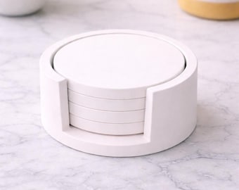 Untersetzer Set mit Halter | Modernes Wohndekor | Handgemachte Getränke Untersetzer | Minimalistische Küche Tischdekoration | Einweihungsgeschenk