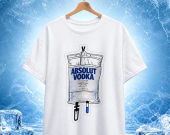 Absolut Vodka Drip T-shirt, grappig T-shirt met drinkmotief.