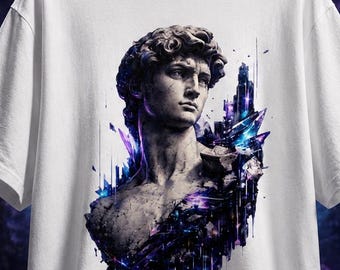 Cosmic statue t-shirt, Greek sculpture t-shirt, Galactic Renaissance art t-shirt, Classical bust graphic t-shirt for art lovers
