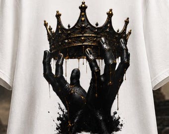 T-shirt, black crown graphic, royal gothic tee, surreal king crown unisex aesthetic gift