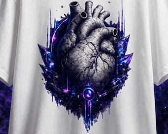 Cosmic Anatomical Heart Shirt, Celestial Heart T-Shirt, Gothic Galaxy Anatomy Tee, Crystal Heart Graphic Shirt