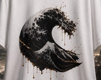 Ocean Wave T-Shirt, Graphic Wave Tee, Sea Art Tee, Surreal Coastal Themed Unisex Gift