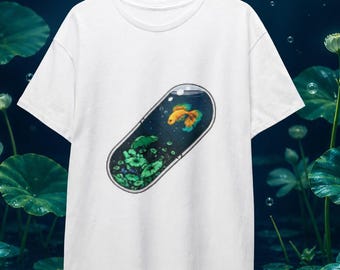 T-shirt met viscapsule-print, T-shirt met aquarium-uitstraling.