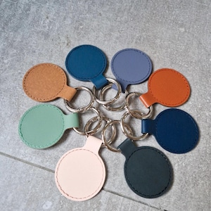 Porte clés rond en cuir recyclé