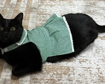 Handgemachte Katzenkleider Cat Dress – Größe S – süßes Haustier Outfit – Katzenbekleidung – Spitze & Häkeloptik