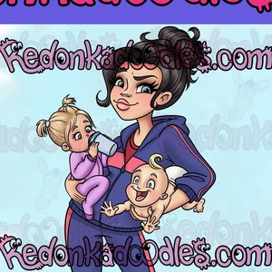 Selos Digitais - Mamãe Creche - Imagem Digital Sem Cor para Cartões Feitativos Feitos à Mão
