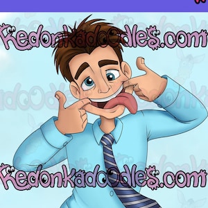 Digital Stamps - Funny Face Man, Uncoloured Instant Download, For Handmade Crafts
