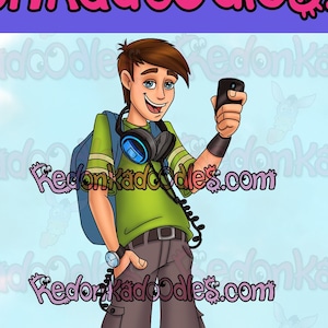 Carimbo Digital - Trendy Teen Boy, Imagem Digital Sem Cor para Cartões Feitos à Mão