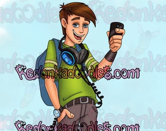 Digital Stamp - Trendy Teen Boy, Uncoloured Digital Image for Handmade Cards