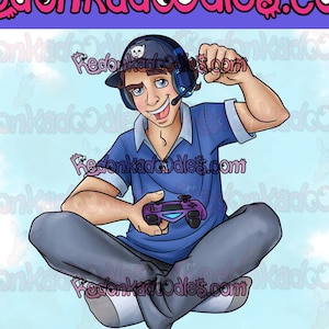 Digitale Postzegels - Adult Gamer - Ongekleurde digitale afbeelding voor handgemaakte wenskaarten