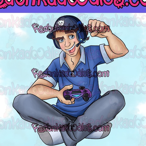 Digital Stamps - Adult Gamer - Uncoloured Digital Image for Handmade Greeting Cards