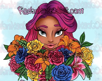 Digital Stamps - Beauty Bouquet - Uncoloured Digital Image for Handmade Greeting Cards