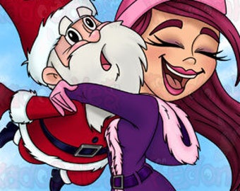 Digital Stamps Christmas - Hugs For Santa - Uncoloured Digital Image