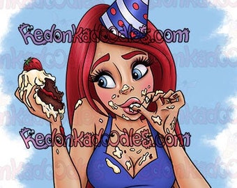 Digital Stamps - Eat Cake - Uncoloured Digital Image for Handmade Greeting Cards