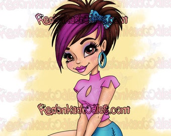 Digital Stamp - Birthday Beauty, Uncoloured Image, Instant Download