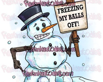 Digital Stamps - Frozen Snowman - Uncoloured  Digital Image for Handmade Greeting Cards