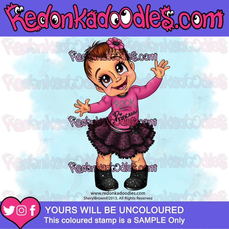 Digital Stamp Baby Serina, Uncoloured Image, Instant Download image 1