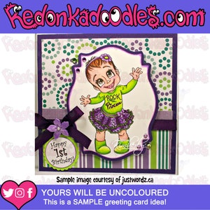 Digital Stamp Baby Serina, Uncoloured Image, Instant Download image 3