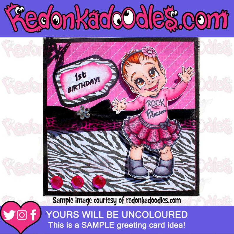 Digital Stamp Baby Serina, Uncoloured Image, Instant Download image 2