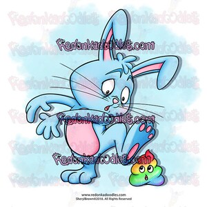 Selos Digitais - Bunny Poops - Imagem Digital Sem Cor para Cartões Feitos à Mão