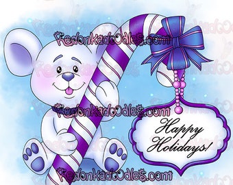 Digital Stamps - Christmas Teddy Bear - Christmas Stamp, Uncoloured Digital Image