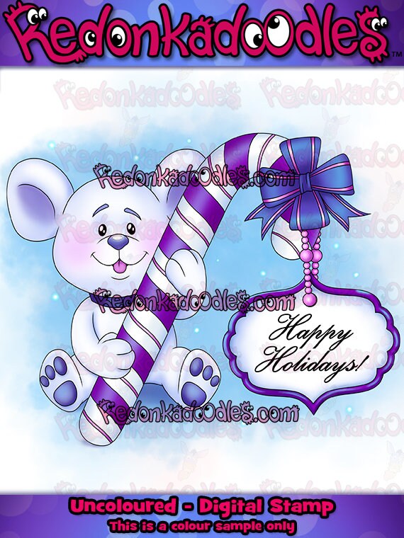 Digital Stamps - Christmas Teddy Bear - Christmas Stamp, Uncoloured Digital Image
