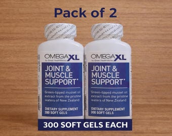 2 Pack Omega XL 300 counts Joint & Muscle Support – Green-Lipped Mussel Oil  (2 x 300 Counts)