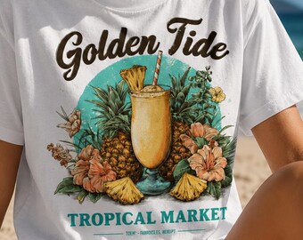 Comfort Colors® Vintage Tropical Fruit Stand T-Shirt, Retro Pineapple Market Graphic Tee