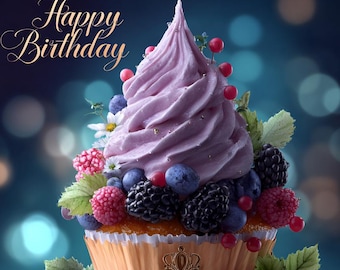 Birthday Magic, Glowing Cake Clip Art and Unique Birthday Card