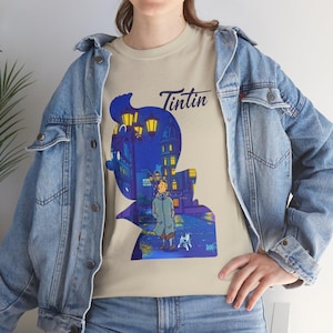 Tintin silhouette illustration T-Shirt | Comic Adventure Graphic Tee image 2